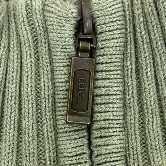 SOLD L.L. Bean Men Large Reg Sea Green Textured Washed Cotton‎ 1/4 Zip Sweater - Picture 6 of 7